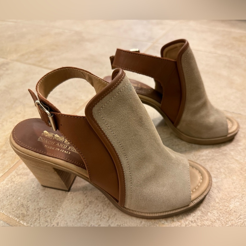 Coach and Four Brown and Tan Heeled Sandals